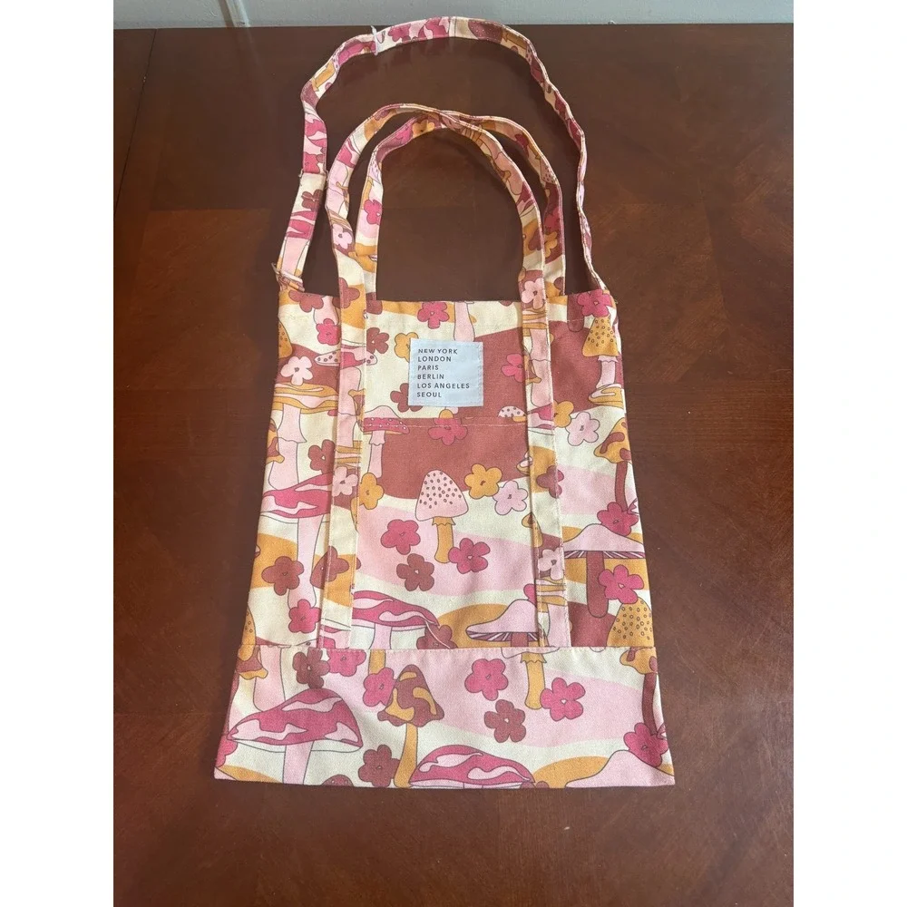 Retro Mushroom Flower Tote Bag Canvas Shoulder Shopper Boho Hippie‎ Style